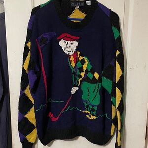 Vintage Mezzo Men's Colorful Golf Sweater. Rare Size XL